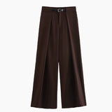 Summer New V-Neck Single Buckle Vest With Belt Broad Leg Trousers Suit For Women