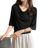 Pure Hot Babes Windy Five-Sleeved T-Shirt Girl 2025 Summer Loose Slim Beautiful Beautiful Little Top
