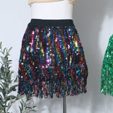 Sexy Three-Dimensional Beads Tassel Design Half-Body Skirt Tight Waist A Word Lyse Skirt Women 9120