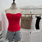 Real Shot Curvy With Chest Cushions Anti-Slip Bar Hottie Wearing Bra Vest Short Loose Tight Top 8151
