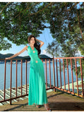 French Hanging Neck V Collar Water Drill Waist Swing Dress Women's Summer New Temperament Thin High-End Dress Dress