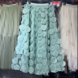 Design Sense Three-Dimensional Wave Point Retro A Skirt 2025 Autumn And Winter New Fashion Thin Mesh Dress Skirt Dress Dress Woman