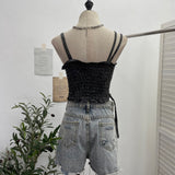 Real-Action Wasteland Hottie Wearing Sling Vest To Do Old Hole Tie Dye With Chest Cushion Short Sleeveless Top 1662