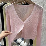 Small Fragrant Knitted Cardigan Thin Women's Ice Silk Loose Outer Sun Protection Coat Summer Short Top Long Sleeve