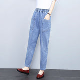 Spring And Autumn Mother Pants Trousers Large-Size Middle-Aged Women's Trousers Middle-Aged Autumn And Winter New High-Waisted Harlan Jeans Woman
