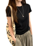 Korean Beauty Shoulder Collar Short-Sleeved T-Shirt Women 2025 Summer New High-End Niche Do Not Hit The Top