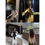2026 New French V-Neck Sleeveless Shirt Korean Version Of Simple Vest Pure Wish Shirt Summer Hanging Neck Tie