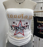 Real-Shooting Camouflage Letter Print Chest Vest With Chest Cushion Anti-Slip Strip Drawstring With Short Top 1595