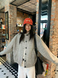 High-End Feeling Gray Short Hair Coat Women Spring And Autumn 2026 New Retro Thick Collar Jacket Loose Top