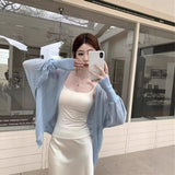 Ice Silk Textured Bat Sleeve Sunscreen Cardigan Jacket Women 2026 Spring And Autumn Thin Shawl With Air Conditioning Hood