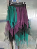 Irregular Net Dress Women Color Splicing Colliding Color A-Character Skirt Cake Fluffy Skirt Long Half-Body Skirt