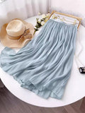 Silk Sensing Temperament Half-Dress Woman Slim Thin Long A-Dress Hanging Summer Egan Yarn Skirt