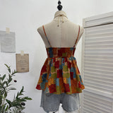 Real Shooting Holiday Style Oil Painting Print Small Sling Vest Woman 2026 Summer Hottie Sleeveless Top 1220