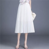 Simple Multi-Color New Folding Skirt Half-Dress Woman High Waist Thin Solid Color Hanging Medium Long Folding Skirt