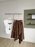 Korean Version Of The Cool Wind High Waist Irregular Half-Dress Woman 2025 Autumn New Fashion Design Feeling A Font Skirt