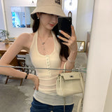 Unique And Beautiful Beautiful Back Sleeveless Small Vest Women's Summer 2025 New Hot Girls Wearing Hanging Neck Slings