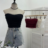 Thai Babes Light Yarn Splicing Braless Sleeveless Top With Short Corset Corset Umbilized Bra Vest 8865