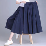 High-Rise Skirts Ladies Summer Thin 2026 New Ice Silk Broad-Legged Pants Pendant Casual Seven-Point Skirt