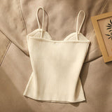 2025 Summer New High-End Small Fragrant Wind Knitted Bra Sling Sling Sling Vest Inside The Women Wear Sleeveless Back Short Top