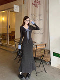 Early Autumn French Knit V-Necked Dress Woman 2025 New Gold Miu Wearing A Bag Of Fish Tail Skirt