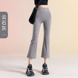 Eight-Point Shark Trousers Women's Small Summer New Wearing Thin High-Waisted Hip Yoga Seven-Point Flared Trousers