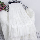 Heavy Industry Nail Bead Petals Net Yarn Dress 2025 Spring New High Waist Display Thin Long Skirt Big Swing A Yarn Skirt