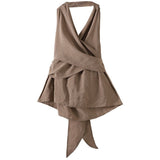 2026 New French V-Neck Sleeveless Shirt Korean Version Of Simple Vest Pure Wish Shirt Summer Hanging Neck Tie