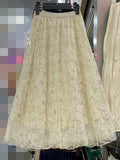 Slid Dress Autumn/Winter 2025 Autumn And Winter New French Sweet Lace Flower Yarn Skirt In The Long Swum Half-Dressed Skirt