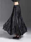 Heavy Industry Withered Leaves Folded Half-Body Skirt 2025 Spring And Summer New Glossy Irregular Big Swing Skirt And Ankle Long Skirt
