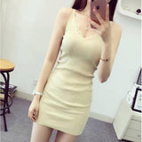 Medium-Long Sling Vest Dress Women's Knitted Summer Lace Bottom Shirt Sexy Inside Student Korean Version