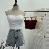Thai Babes Light Yarn Splicing Braless Sleeveless Top With Short Corset Corset Umbilized Bra Vest 8865
