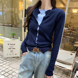 European Chic Long-Sleeved Knitted Jersey Coat Woman 2025 New Autumn And Winter French Unique Temperament Thin Top