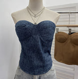 Real Pat With Chest Pad Outside Wearing Bra Vest In Autumn And Winter With Sexy Slimming Cowboy Sleeveless Top Lady 8103