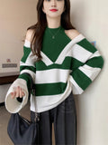 Fake Two Hanging Necks Long-Sleeved Sweater Women 2025 New Autumn And Winter Ocean Loose Thin Chic Top