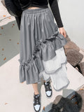 Design Sense Of Irregular Skirt Cake Skirt Long Ponum Skirt Thin 2025 New Personalized Yarn Skirt