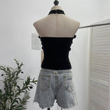 Real Shooting Christmas Birthday Red Hanging Neck Hair With Chest Pads Bra Vest Open Fork Short Coat 9318