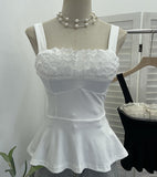 Real Shooting Layer Layer Lace Side With Chest Cushion Elastic Sling Vest A-Sided Skirt Swing Waist Thin Sleeveless Top 9322