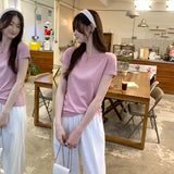 Korean Beauty Shoulder Collar Short-Sleeved T-Shirt Women 2025 Summer New High-End Niche Do Not Hit The Top