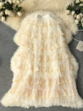 French Gentle Wind Mesh Dress Women's Autumn And Winter New Sweet High-Rise Layer Cake Skirt Temperament Shalin Skirt