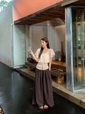Temperament Gentle Wind With Lotus Leaf Side Sleeves Two Shirts Women Summer Small Waist Thin Cloth Cloth Tide