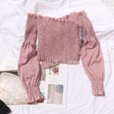 Spice Girls Collared Shoulder Bra Thighs On Wooden Ears Thighs Tight Folds Super Short Umbilled Long-Sleeved Shirt Tide