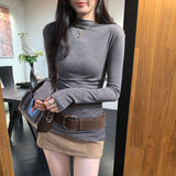Lyselle Tian Silk Wool High Collar With A Long-Sleeved T-Shirt For Women's Autumn And Winter 2025 New Small Top