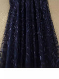 Heavy Industry Embroidery Net Yarn Half-Dress Woman Summer New High-Rise Thin Shiny Leaf Lint Leaf Embroidery A Letter Dress