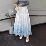 New French Romantic Heavy Industry Embroidery Print Collection Lanky High-Waist Fairy Skirt A-Word Half-Body Skirt