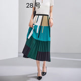 2025 New High-Rise Half-Dress Woman Tight Waist Ink Print Design Sense A-Character Skirt In The Long Folded Skirt