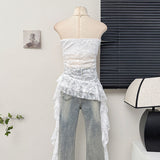 Irregular Lotus Edge Hollow Lace Tective Breast Vest Woman Summer 2025 Hot Girl Pure Want To Repair Slim Top