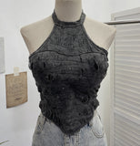 Thai Babes Hanging Neck Slings Slings Tlit Holes Made Old Bare Back Short With Thoracic Tops 1663