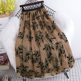 Leaf Embroidery Half-Dress Autumn And Winter Girl 2025 New Korean Version Of Fashion Hanging Mesh A-Word Swing Long Skirt