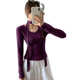 Early Autumn Chic Around The Neck With Wool Long-Sleeved T-Shirt Commuting New Unique Super-Looking Top