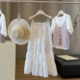 Small Fresh Floral And Snowy Short Skirt Women's Summer New Small Cake Skirt Sweet Anti-Walking Word Half-Body Skirt